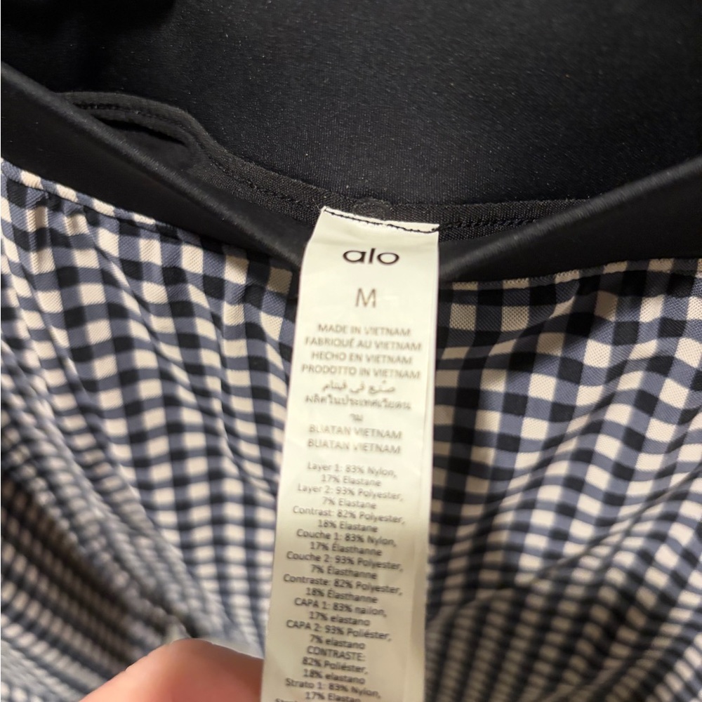 ALO Yoga Mesh Gingham Cropped Long Sleeve and Skirt Set - Picture 5 of 7